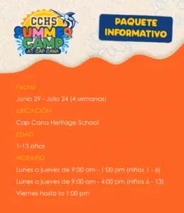 CCHS Summer Camp Info at Cap Cana