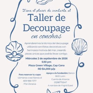 Taller de Decoupage en Conchas at Green Village Plaza Cap Cana