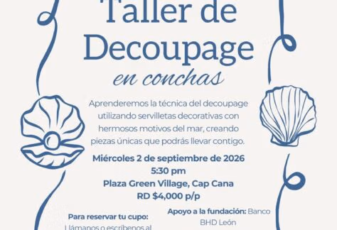 Taller de Decoupage en Conchas at Green Village Plaza Cap Cana