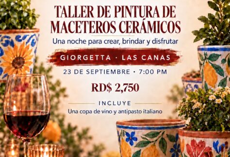 Taller de Pintura de Maceteros Cerámicos en Osteria Giorgetta, Las Canas, Cap Cana