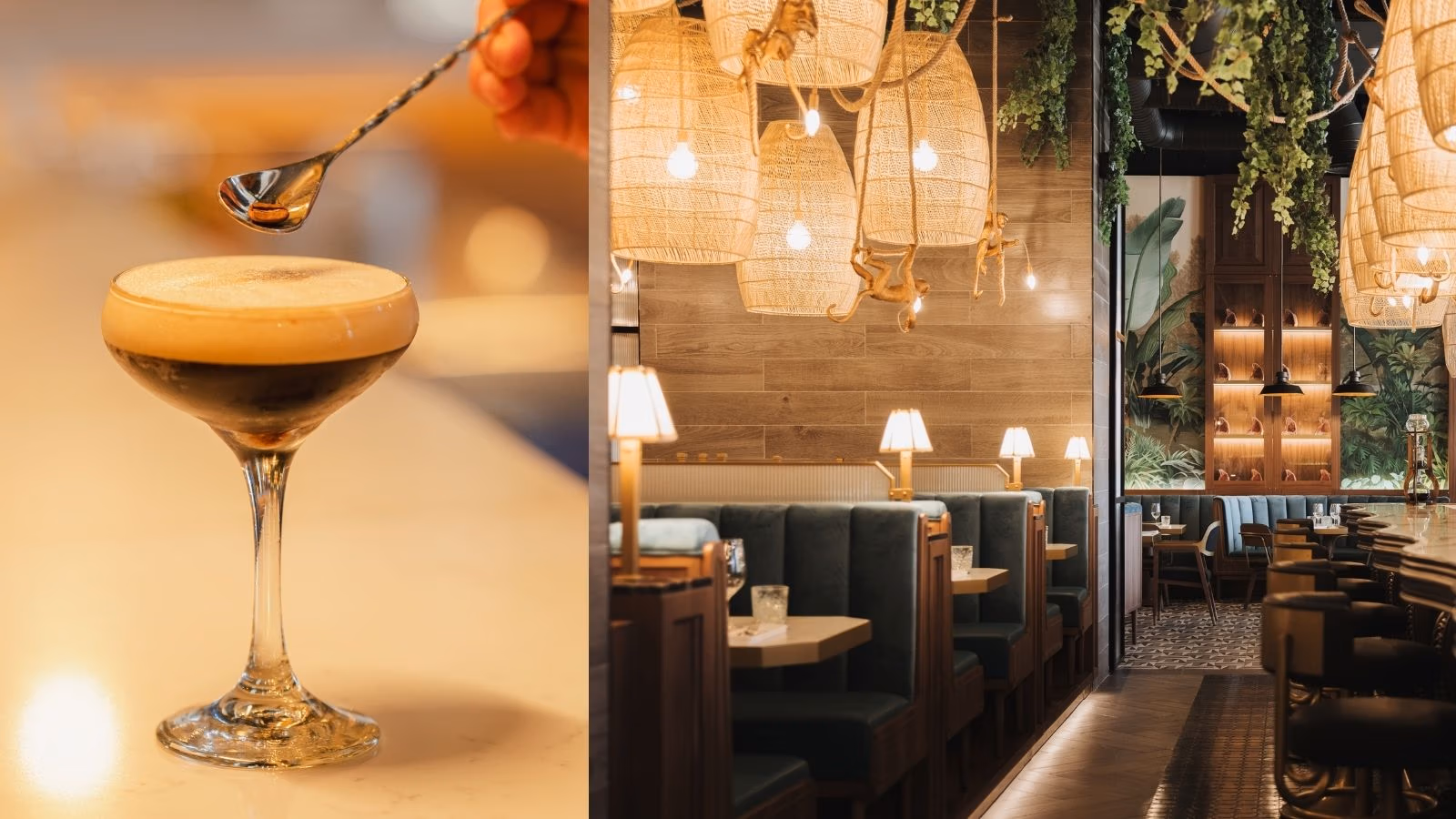 Espresso martini and the dining room at The Blind Butcher, Cap Cana