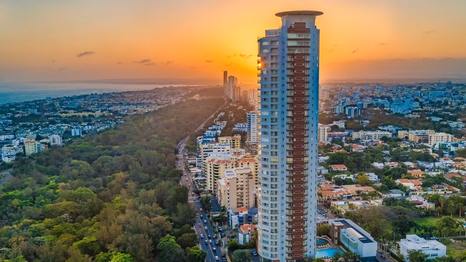Santo Domingo skyline at sunset